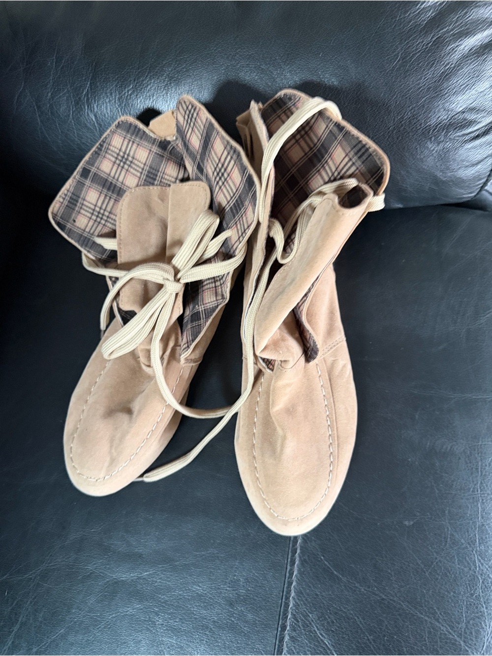 Women’s Lace-Up Ankle Booties in Tan Suede